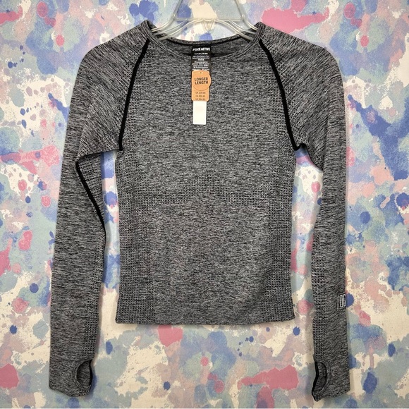 VICTORIA'S SECRET PINK ACTIVE Gray Athletic Long Sleeve Top Women’s Small G5 - Picture 1 of 8